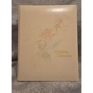 Vintage Wedding Memories Album Book C.R. Gibson Co Pink Roses Floral  1977